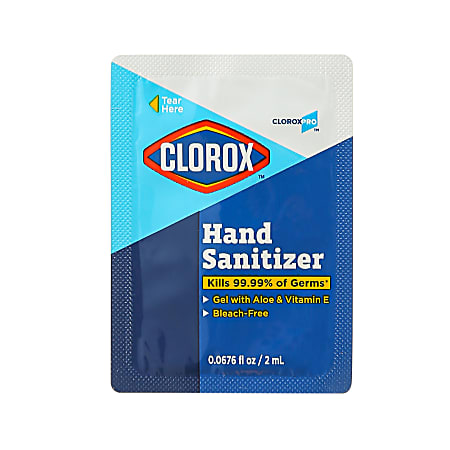 Clorox® Pro Single-Use Hand Sanitizer Gel, 0.067 Oz (2 ml), 100 Per Box, Case Of 12 Boxes