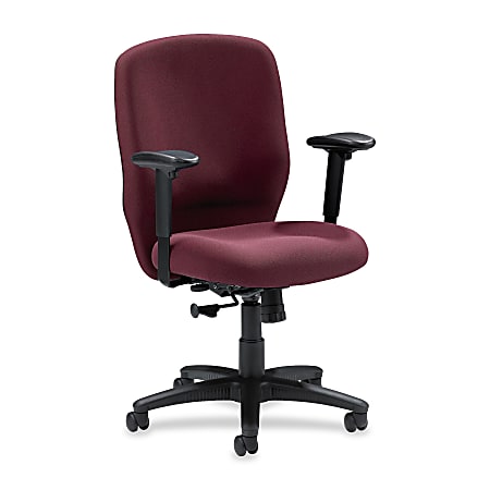 Lorell™ Sculptured Task Chair, 41 5/15"H x 26 3/8"W x 25 5/8"D, Black Frame, Burgundy Fabric