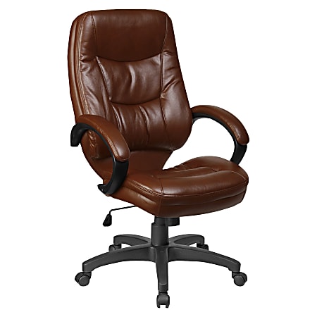 Lorell® Westlake Bonded Leather High-Back Chair, Brown