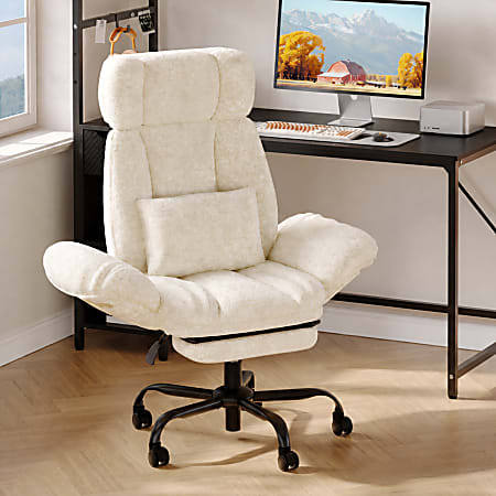 Bestier 29" Ergonomic Fabric Big and Tall High-Back Massage Reclining Executive Office Chair, White, Total Qty 1