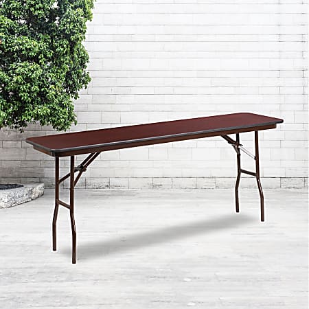 Flash Furniture Folding Training Table, 30"H x 18"W x 72"D, Mahogany, YT1872MELWAL