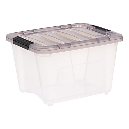 Iris&reg; Stack &amp; Pull&trade; Storage Box, 4.75 Gallon, Clear/Gray