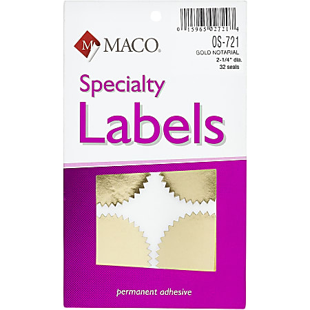 Maco Notary Gold Foil Seals - Round -