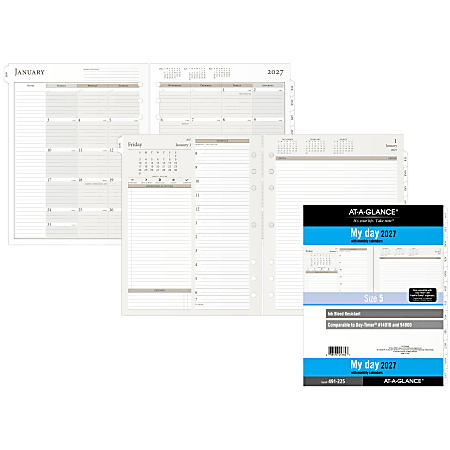 AT A GLANCE 2027 Daily Planner Two Pages Per Day Refill Loose Leaf ...