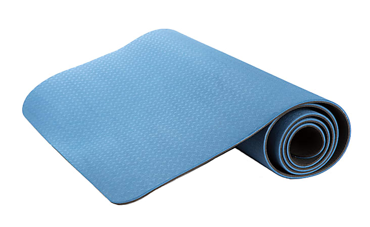 Mind Reader 2-Tone Dual-Layer Yoga Mat, 1/4"H x 24"W x 68"D, Blue