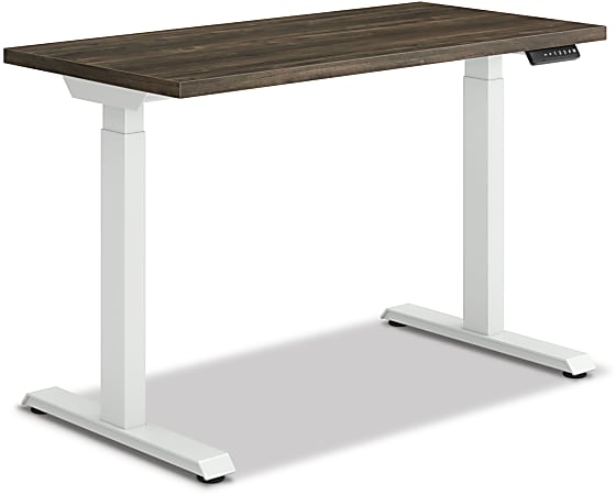 HON® Coordinate Height-Adjustable Writing Desk, 46"W, Florence Walnut/Designer White