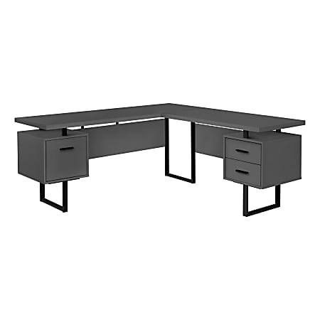 Monarch Specialties Dallas 71"W L-Shaped Corner Desk, Gray