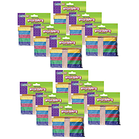 Creativity Street Jumbo Craft Sticks, 6" x 3/4", Assorted Bright Colors, 100 Sticks Per Pack, Case Of 12 Packs
