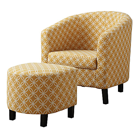 Monarch Specialties Abba Accent Chair With Ottoman, Burnt Yellow