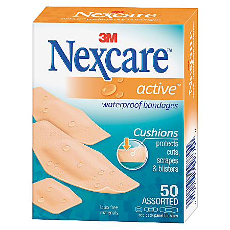 3M™ Nexcare™ Extra Cushion Active Bandages, Assorted Sizes, Pack Of 50