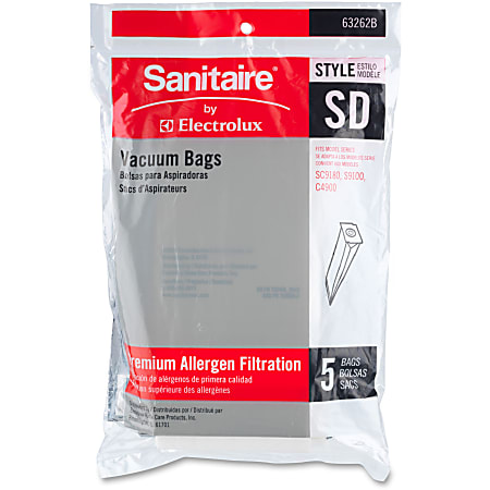 Sanitaire Replacement SD Vacuum Bags, 4-Quart, White, Case Of 5 Bags
