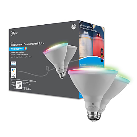 GE Cync Direct Connect Outdoor Floor Full-Color PAR38 Smart Bulbs, Pack Of 2 Bulbs