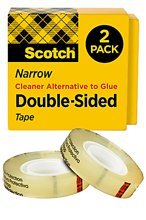 Scotch Double Sided Tape, Permanent, 1/2 in x 1296 in, 2 Tape Rolls, Clear, Home Office and School Supplies