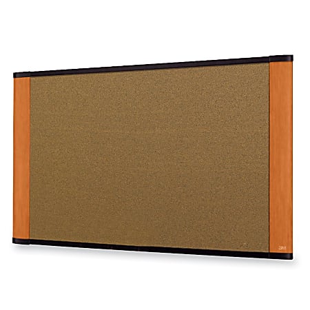 3M™ Cork Board With Widescreen-Style Aluminum Frame, Light Cherry Finish, 36" x 24"