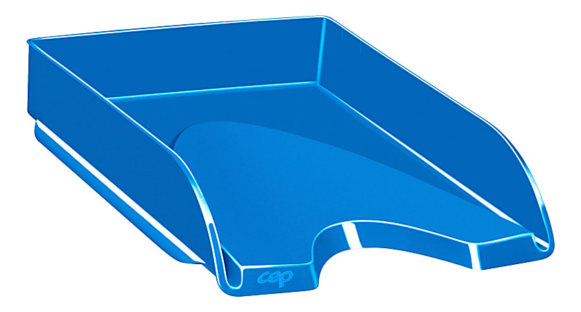 CEP Plastic Gloss Letter Tray, 2-5/8"H x 10-1/8"W x 13-11/16"D, Ocean Blue