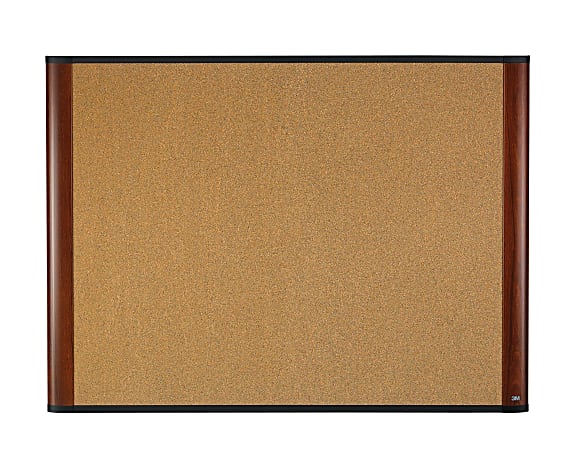 3M™ Cork Bulletin Board, 48" x 72", Aluminum Frame With Mahogany Finish