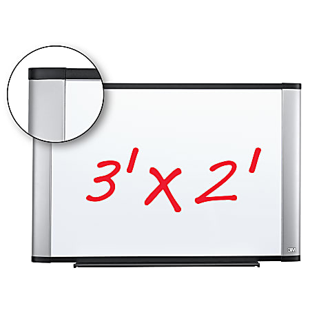 3M™ Melamine Non-Magnetic Dry-Erase Whiteboard, 24" x 36", Aluminum Frame With Silver Finish