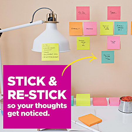 Post it Super Sticky Notes 24 Pads 65 Sheets 3 in x 3 in 2x Sticking ...