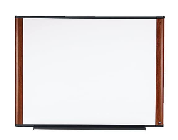 3M™ Melamine Dry-Erase Whiteboard, 36" x 48", Aluminum Frame With Mahogany Finish