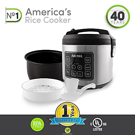 Aroma ARC-914SB 4-Cup Cool-Touch Rice Cooker, Stainless Steel