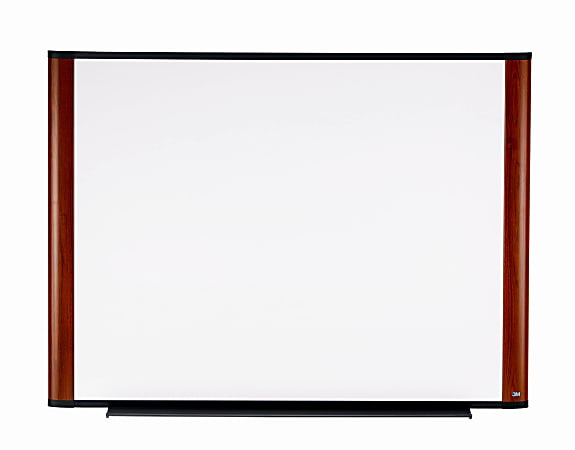 3M™ Melamine Dry-Erase Whiteboard, 48" x 96", Aluminum Frame With Mahogany Finish