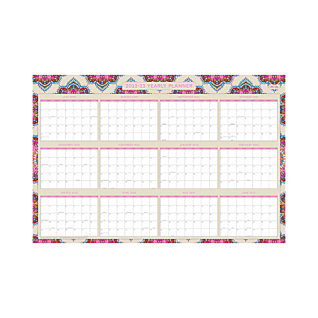 Blue Sky™ Laminated Academic/Regular Monthly Wall Calendar, 36" x 24", Clarabelle, July 2022 to June 2023/January to December 2023, 137011