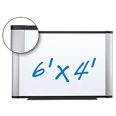 3M™ Porcelain Magnetic Dry-Erase Whiteboard, 72" x 48", Aluminum Frame With Silver Finish