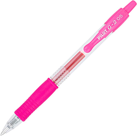Pilot G2 Gel Pen, Extra Fine Point, 0.5 mm, Clear Barrel, Pink Ink