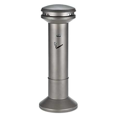 Rubbermaid® Commercial Infinity™ Cylindrical Metal Smoking Receptacle, High-Capacity, 6.7 Gallons, Antique Pewter