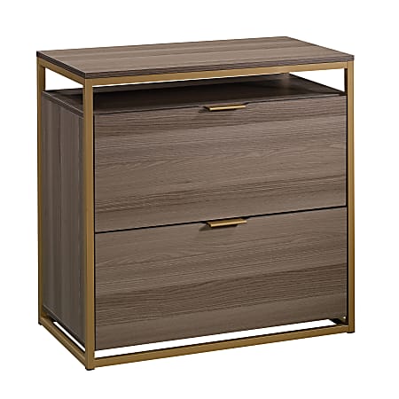 Sauder® International Lux 30-5/16"W x 16-1/2"D Lateral 2-Drawer File Cabinet, Diamond Ash/Satin Gold