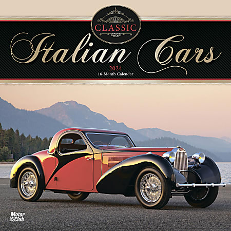 2024 Brown Trout Monthly Square Wall Calendar, 12" x 12", Motor Club Classic Italian Cars OFFICIAL, January To December