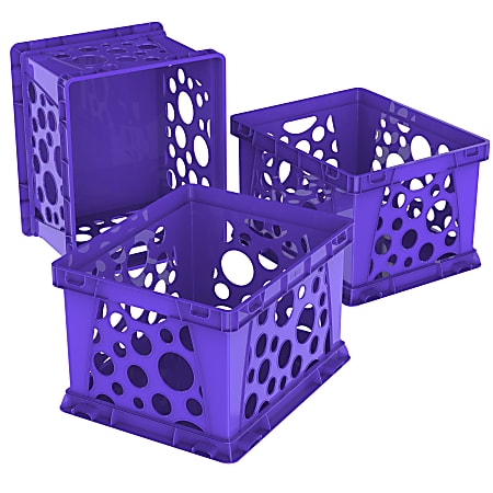 Storex® File Crates, Medium Size, Classroom Purple, Pack Of 3