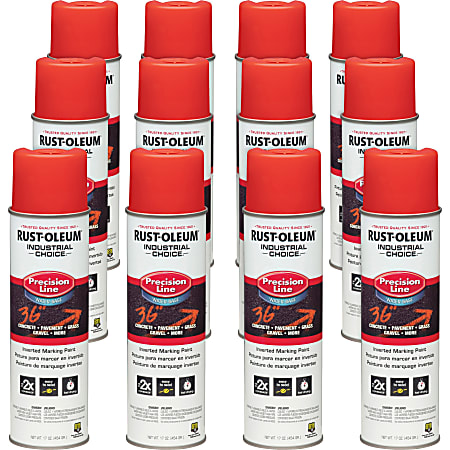 Rust-Oleum Industrial Choice Precision Line Marking Paint - 17 fl oz - 12 / Carton - Safety Red