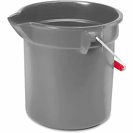 Rubbermaid Commercial Brute 10-quart Utility Bucket - 2.50 gal - Heavy Duty, Rust Resistant, Bend Resistant - 10.2" - Plastic, Steel, High-density Polyethylene (HDPE) - Gray, Nickel, Chrome - 12 / Carton