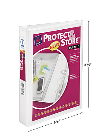 Avery® Protect & Store™ Mini View 3-Ring Binder, 1" Round Rings, White
