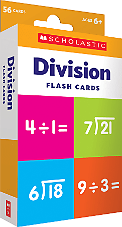 Scholastic Division Flash Cards, 6-5/16”H x 3-7/16”W, Pack Of 56 Cards