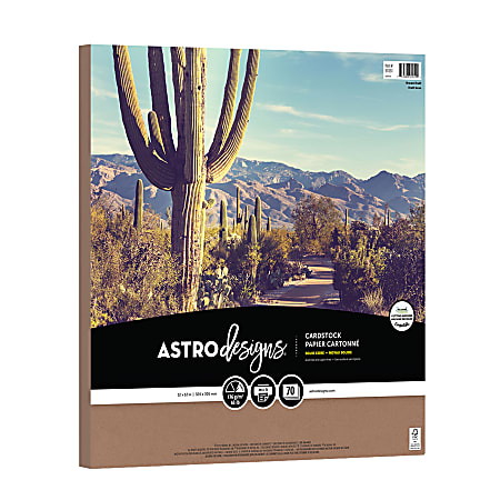 Astrodesigns Cardstock, Brown Kraft, 12” x 12”, 65 Lb, Pack Of 70 Sheets