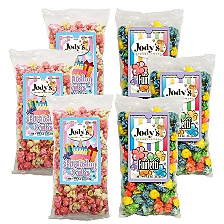 Jody's Popcorn Birthday Bundle Popcorn, 7.5 Oz, Pack Of 6 Bags