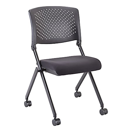 Lorell Nesting Plastic Back Chairs Black Set Of 2 Chairs Office