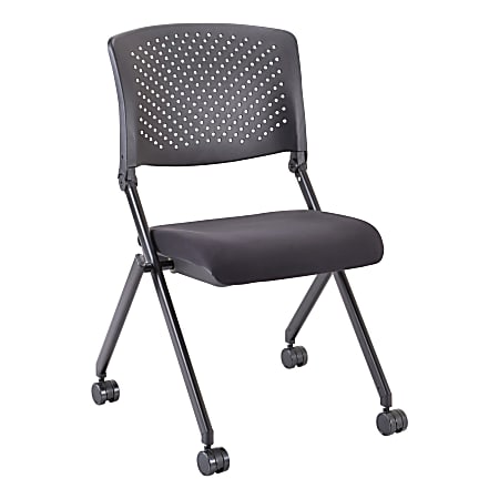 Lorell® Nesting Plastic-Back Chairs, Black, Set Of 2