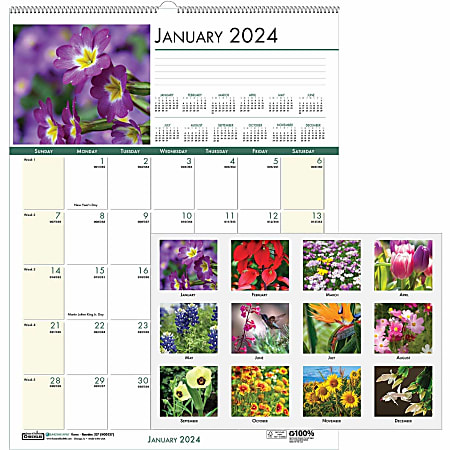House of Doolittle EarthScapes Flowers Photo Wall Calendar - Julian Dates - Daily, Weekly, Monthly - 1 Year - January 2022 till December 2022 - 1 Month Single Page Layout - 2.13" x 1.50" Block - Wire Bound