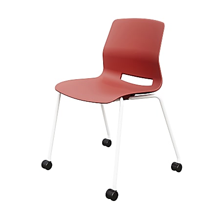 KFI Studios Imme Stack Chair With Caster Base, Coral/White