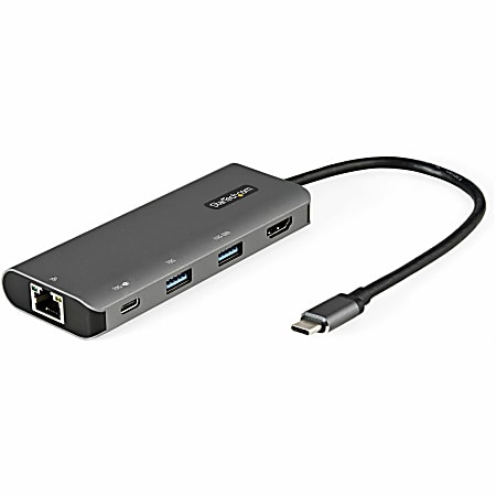 StarTech.com USB C Multiport Adapter - 10Gbps USB 3.1 Gen 2 Type-C Mini Dock - 4K 30Hz HDMI - 100W PD Passthrough - 3xUSB/GbE - 10" Cable - USB-C multiport adapter (10Gbps USB 3.1/3.2 Gen 2) with 4K 30Hz HDMI/2x USB-A/1x USB-C/GbE