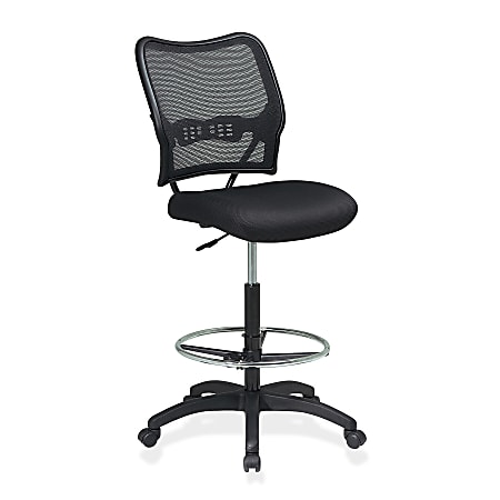 Office Star Air Grid Back Drafting Chair, 51"H x 21 1/4"W x 25 1/2"D, Black