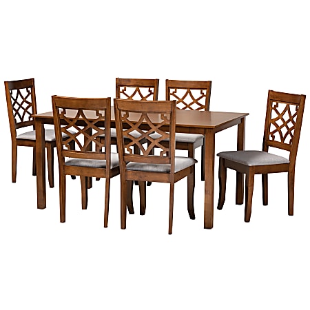 Baxton Studio Mael 7-Piece Dining Set, Gray/Walnut