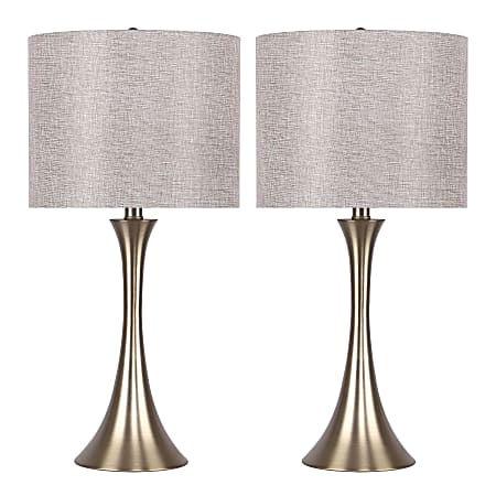 LumiSource Lenuxe Contemporary Table Lamps, 24-1/4”H, Gold, Set