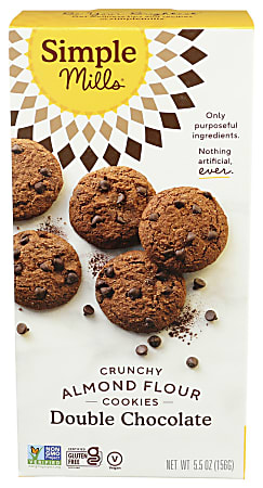 Simple Mills Crunchy Cookies, Double Chocolate, 5.5 Oz, Total Qty 6