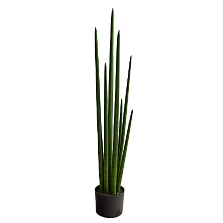 Nearly Natural Sansevieria Snake 42”H Artificial Plant With Planter, 42”H x 6”W x 6”D, Green/Black
