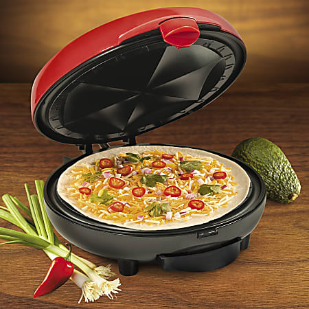 6-Wedge Electric Quesadilla Maker, Extra Stuffing Latch, Red