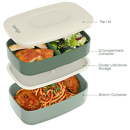 Bentgo Classic All In One Lunch Box Container 3 1316 H x 4 34 W x 7 18 D  Khaki Green - Office Depot